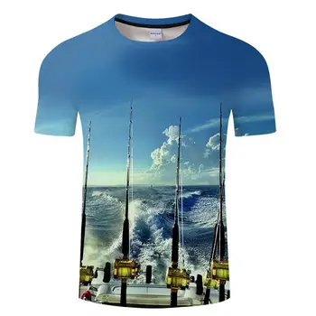 Pescuit 3D T-shirt Modal Distractiv de Pește Print Digital Bărbați Și Femei Tricouri Hip Hop tricouri Harajuku Amuzant tijă de Pescuit Topuri tricou