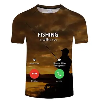 Pescuit 3D T-shirt Modal Distractiv de Pește Print Digital Bărbați Și Femei Tricouri Hip Hop tricouri Harajuku Amuzant tijă de Pescuit Topuri tricou