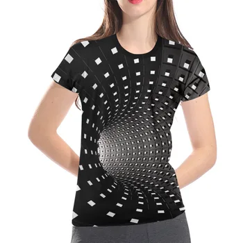 Moda de vara iluzie Optică 3D T-Shirt Hipnoza Vârtej de Imprimare Bărbați Femei Maneci Scurte Tee Topuri Casual Moda