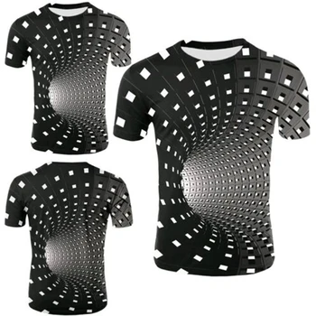 Moda de vara iluzie Optică 3D T-Shirt Hipnoza Vârtej de Imprimare Bărbați Femei Maneci Scurte Tee Topuri Casual Moda