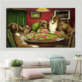 Câini Jucând Poker Arta Print Panza Printuri Imagine Tablouri Modulare Pentru Camera De Zi Poster Pe Perete Decor Acasă