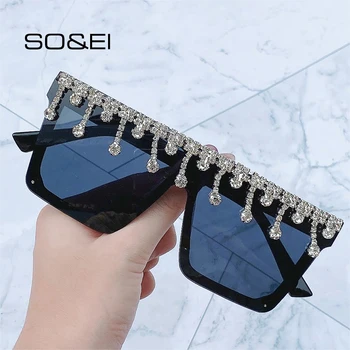 DECI&EI de Moda Supradimensionate Un Pătrat Bucată de Lux Strasuri pentru Femei ochelari de Soare Vintage Unghii Diamond Ochelari de Nuante Bărbați Ochelari de Soare 9933
