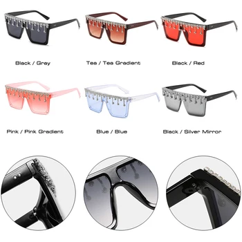 DECI&EI de Moda Supradimensionate Un Pătrat Bucată de Lux Strasuri pentru Femei ochelari de Soare Vintage Unghii Diamond Ochelari de Nuante Bărbați Ochelari de Soare