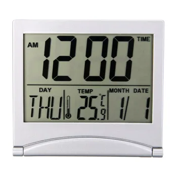 Pliere Ceas Deșteptător LCD Digital cu Statie Meteo de Birou Temperatura de Călătorie Ceas cu Alarmă pentru Acasă de Călătorie Digital Ceas cu Alarmă