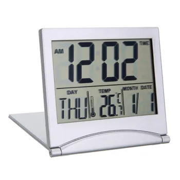 Pliere Ceas Deșteptător LCD Digital cu Statie Meteo de Birou Temperatura de Călătorie Ceas cu Alarmă pentru Acasă de Călătorie Digital Ceas cu Alarmă