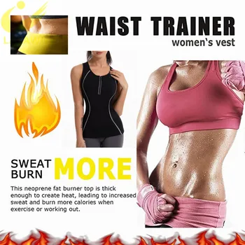 LAZAWG Femei Body Shaper Rezervor de Top Fierbinte Vesta Neopren Sauna Sudoare de Sus de Talie Antrenor de Gimnastică Workoutout Tricou Sport de Funcționare Pânză